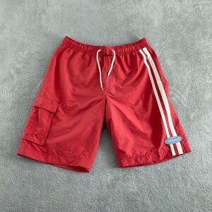 Mens Life Is Good Red Cargo Swim Trunks L 34-36 Mesh Lined Polyester 4597